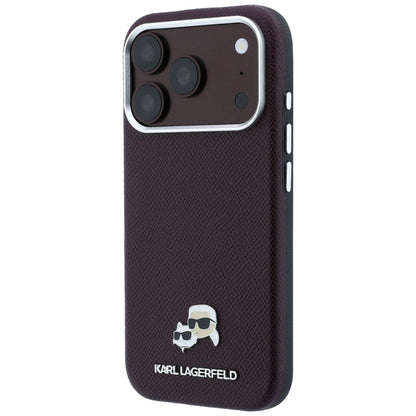 MagSafe-hoesje voor Apple iPhone 18 Pro / 17 Pro, Karl Lagerfeld, Grained KC Heads, Bordeaux
