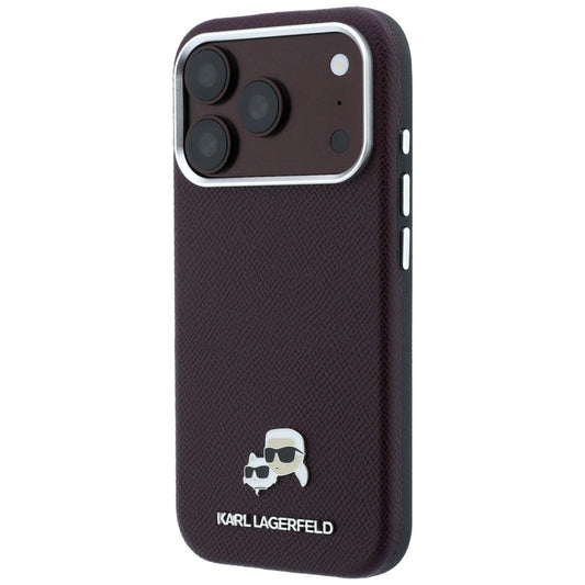MagSafe-hoesje voor Apple iPhone 18 Pro / 17 Pro, Karl Lagerfeld, Grained KC Heads, Bordeaux