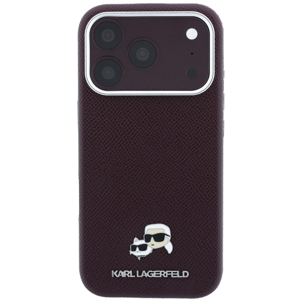 MagSafe-hoesje voor Apple iPhone 18 Pro / 17 Pro, Karl Lagerfeld, Grained KC Heads, Bordeaux