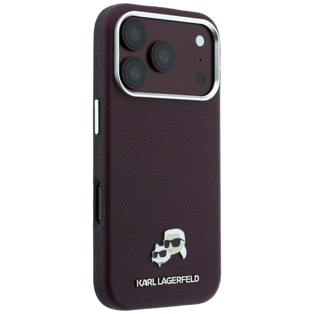 MagSafe-hoesje voor Apple iPhone 18 Pro / 17 Pro, Karl Lagerfeld, Grained KC Heads, Bordeaux