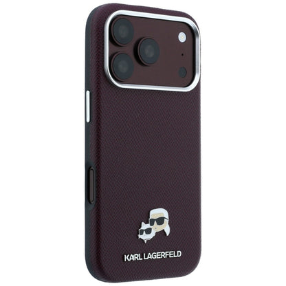 MagSafe-hoesje voor Apple iPhone 18 Pro / 17 Pro, Karl Lagerfeld, Grained KC Heads, Bordeaux