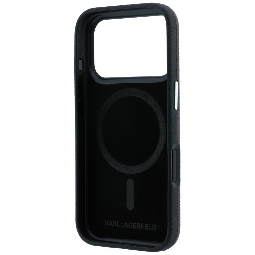 MagSafe-hoesje voor Apple iPhone 18 Pro / 17 Pro, Karl Lagerfeld, Grained KC Heads, Bordeaux