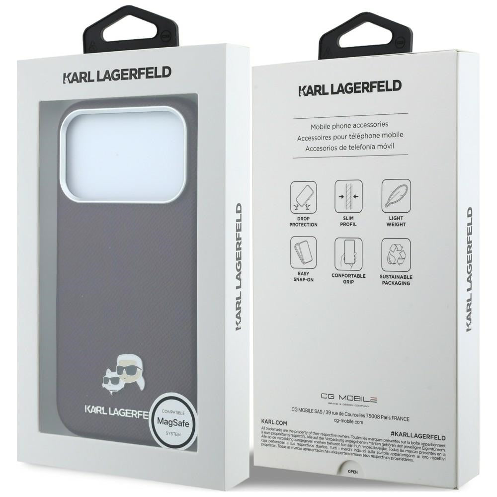 MagSafe-hoesje voor Apple iPhone 18 Pro / 17 Pro, Karl Lagerfeld, Grained KC Heads, Bordeaux