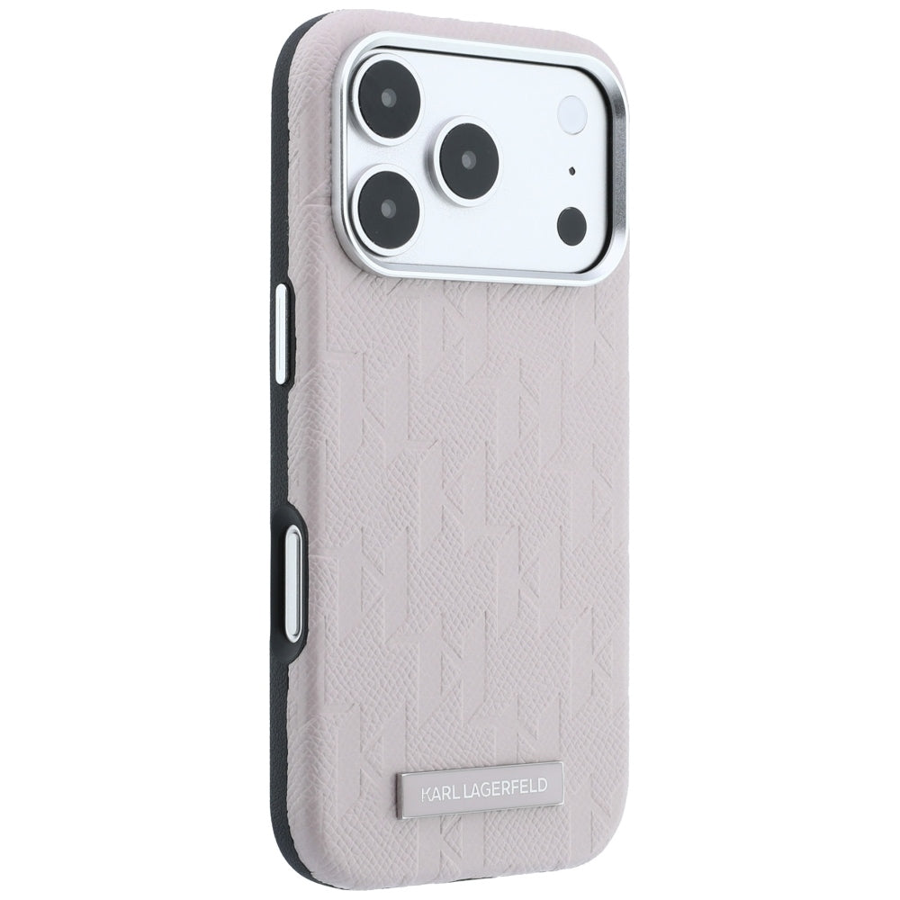 MagSafe Case for Apple iPhone 18 Pro / 17 Pro, Karl Lagerfeld, Grained Mono Resin Logo, Pink