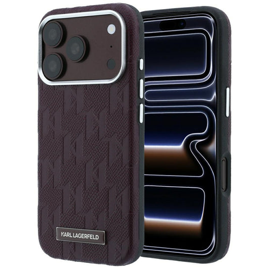 MagSafe-hoesje voor Apple iPhone 18 Pro / 17 Pro, Karl Lagerfeld, Gegranuleerd Mono Resin Logo, Bordeaux