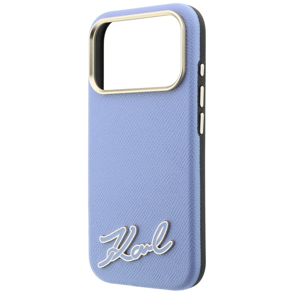 MagSafe Case for Apple iPhone 18 Pro / 17 Pro, Karl Lagerfeld, Grained Resin Sign Logo, Blue