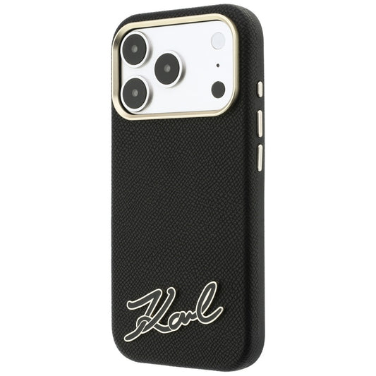 MagSafe-hoes voor Apple iPhone 18 Pro / 17 Pro, Karl Lagerfeld, Gegranuleerd Resin Sign Logo, Zwart