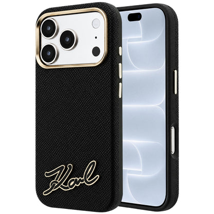 MagSafe-hoes voor Apple iPhone 18 Pro / 17 Pro, Karl Lagerfeld, Gegranuleerd Resin Sign Logo, Zwart