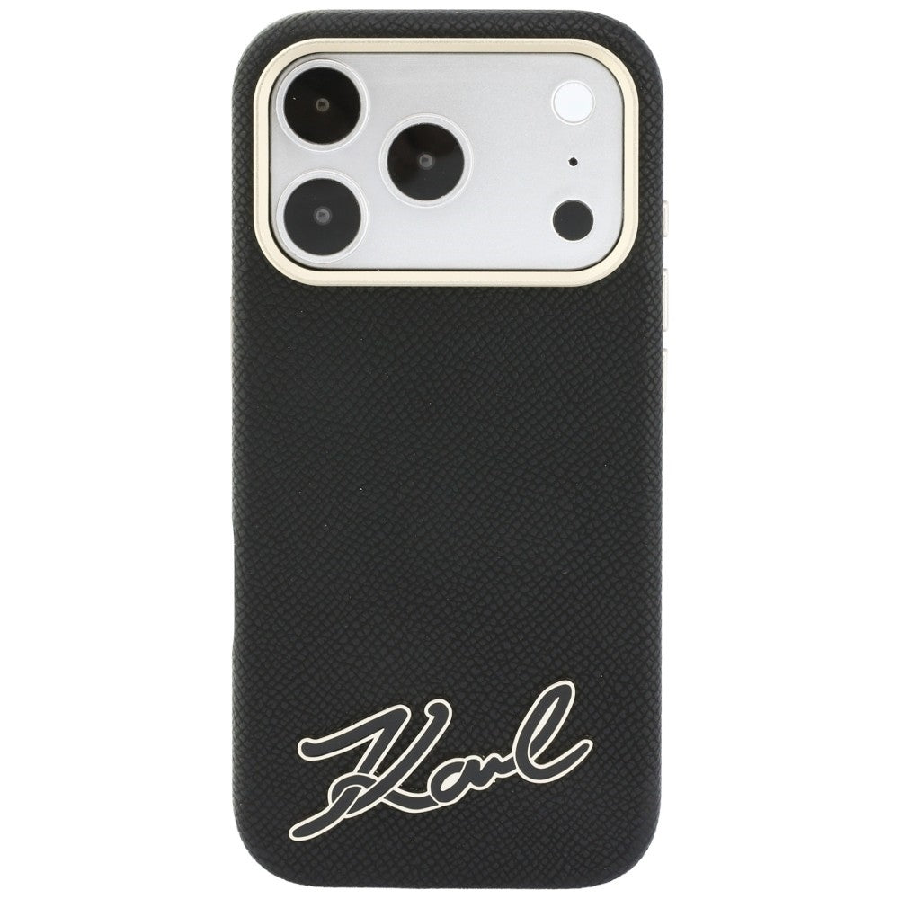 MagSafe-hoes voor Apple iPhone 18 Pro / 17 Pro, Karl Lagerfeld, Gegranuleerd Resin Sign Logo, Zwart