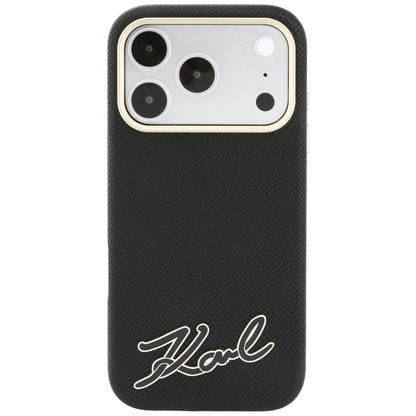 MagSafe-hoes voor Apple iPhone 18 Pro / 17 Pro, Karl Lagerfeld, Gegranuleerd Resin Sign Logo, Zwart