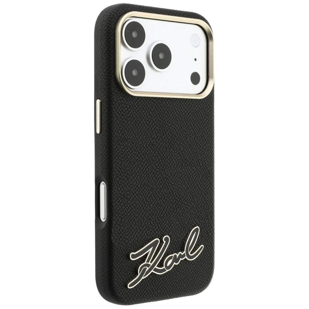 MagSafe-hoes voor Apple iPhone 18 Pro / 17 Pro, Karl Lagerfeld, Gegranuleerd Resin Sign Logo, Zwart