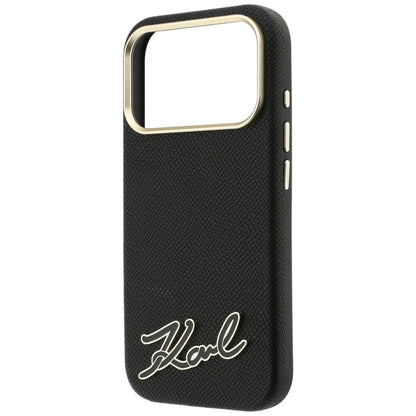 MagSafe-hoes voor Apple iPhone 18 Pro / 17 Pro, Karl Lagerfeld, Gegranuleerd Resin Sign Logo, Zwart