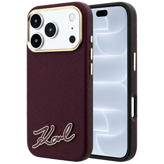 MagSafe-hoes voor Apple iPhone 18 Pro / 17 Pro, Karl Lagerfeld, Gegranuleerd Resin Sign Logo, Bordeaux