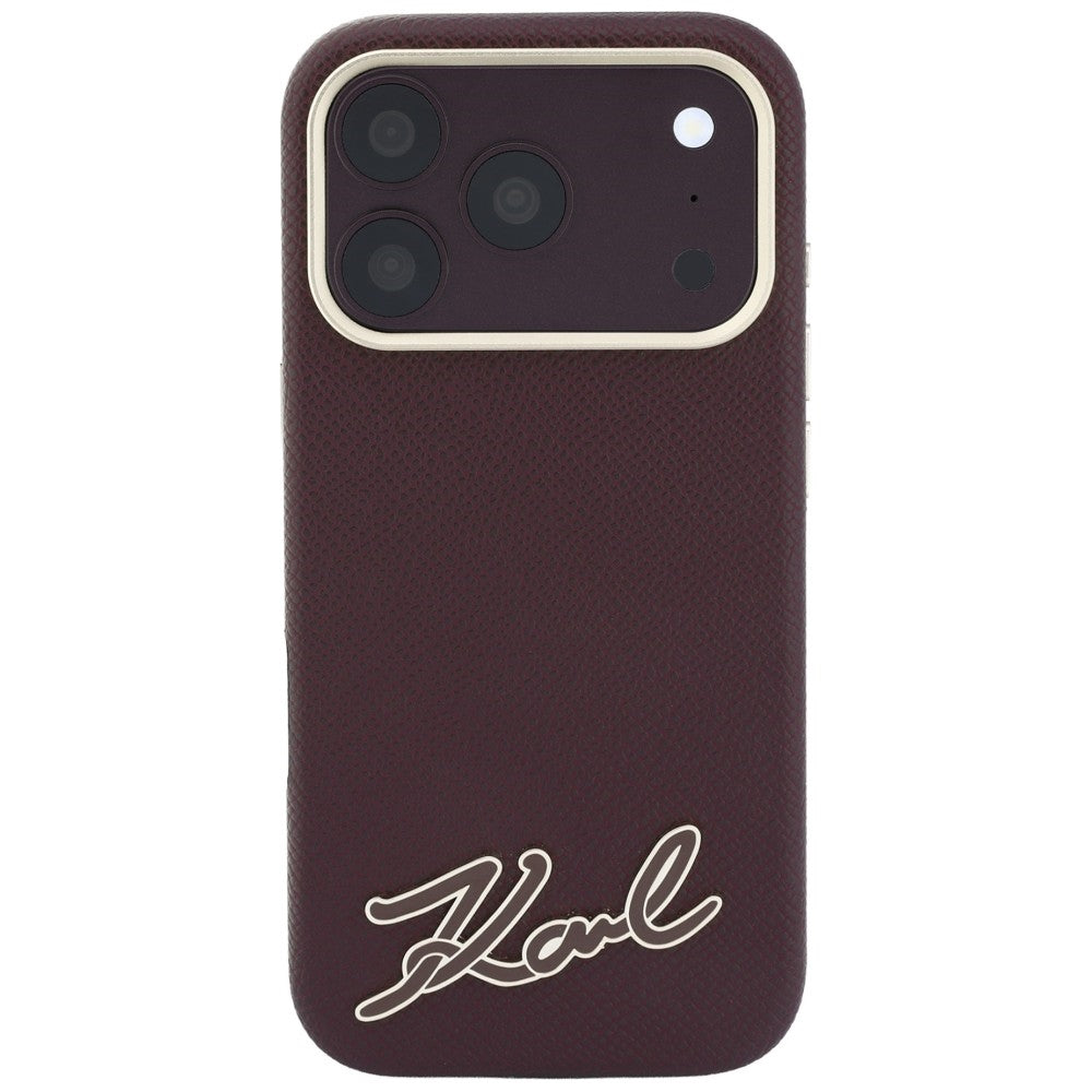 MagSafe Case for Apple iPhone 18 Pro / 17 Pro, Karl Lagerfeld, Grained Resin Sign Logo, Burgundy