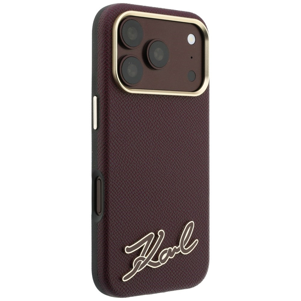 MagSafe Case for Apple iPhone 18 Pro / 17 Pro, Karl Lagerfeld, Grained Resin Sign Logo, Burgundy