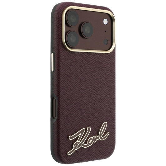 MagSafe-hoes voor Apple iPhone 18 Pro / 17 Pro, Karl Lagerfeld, Gegranuleerd Resin Sign Logo, Bordeaux