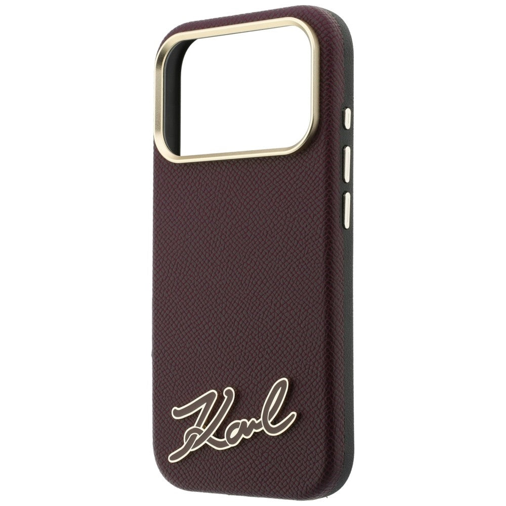 MagSafe Case for Apple iPhone 18 Pro / 17 Pro, Karl Lagerfeld, Grained Resin Sign Logo, Burgundy