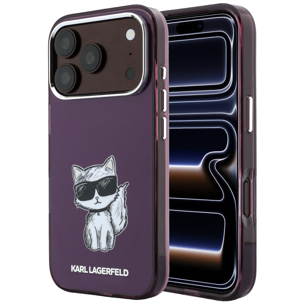 MagSafe-hoesje voor Apple iPhone 18 Pro / 17 Pro, Karl Lagerfeld, HC IML Choupette Body Sketch Print, Bordeaux