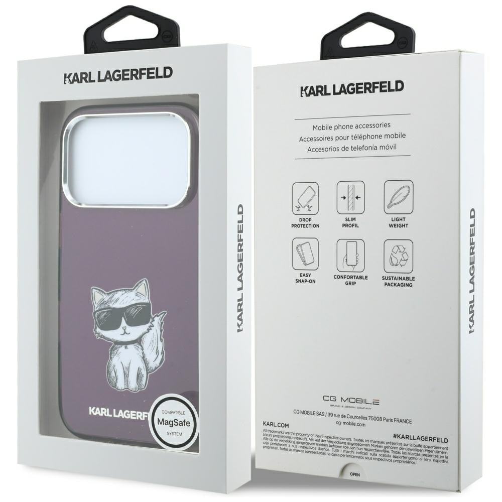 MagSafe-hoesje voor Apple iPhone 18 Pro / 17 Pro, Karl Lagerfeld, HC IML Choupette Body Sketch Print, Bordeaux