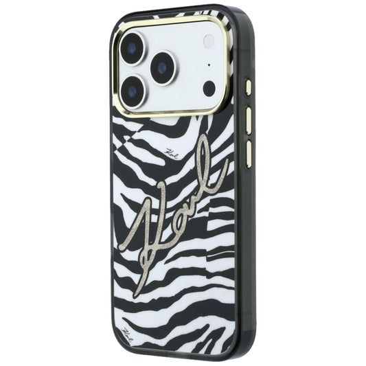 MagSafe-hoesje voor Apple iPhone 18 Pro / 17 Pro, Karl Lagerfeld, HC IML Signature Zebra Glitter Gold, Zwart