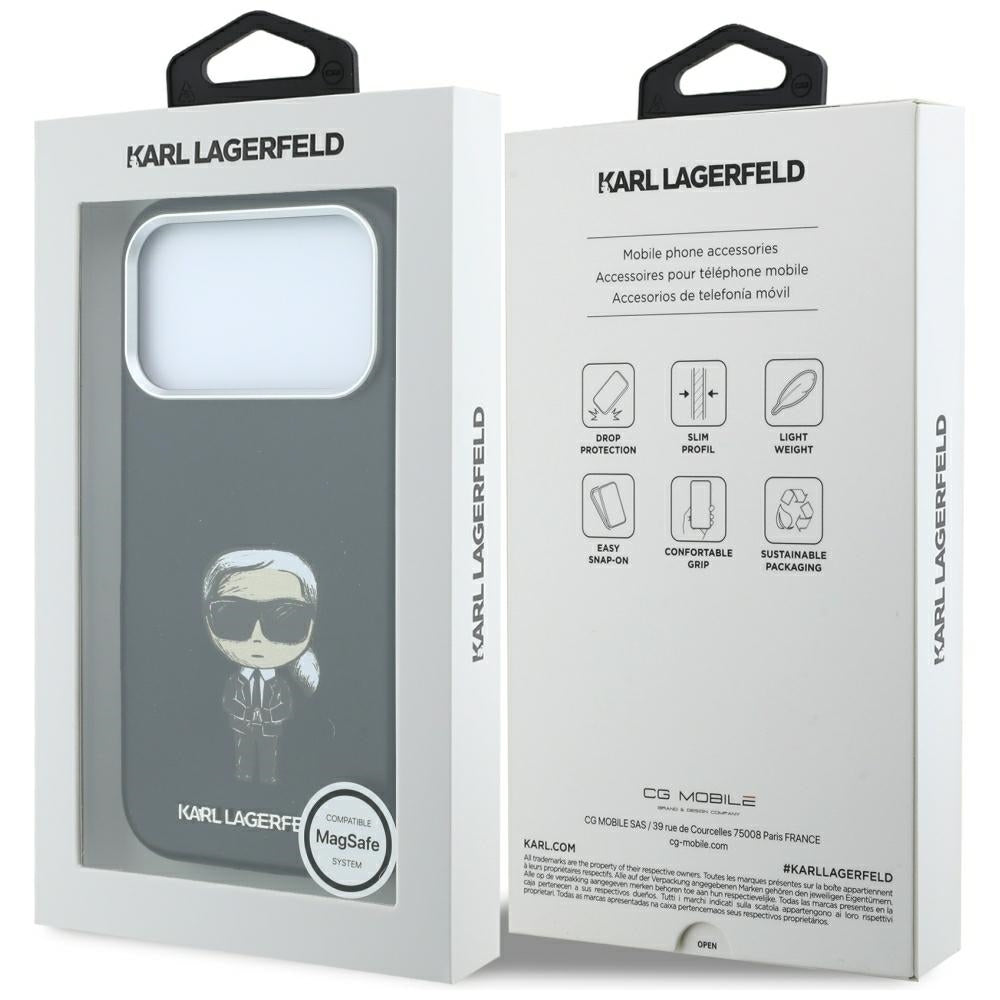 MagSafe-hoesje voor Apple iPhone 18 Pro / 17 Pro, Karl Lagerfeld, Ikonik Sketch, Zwart