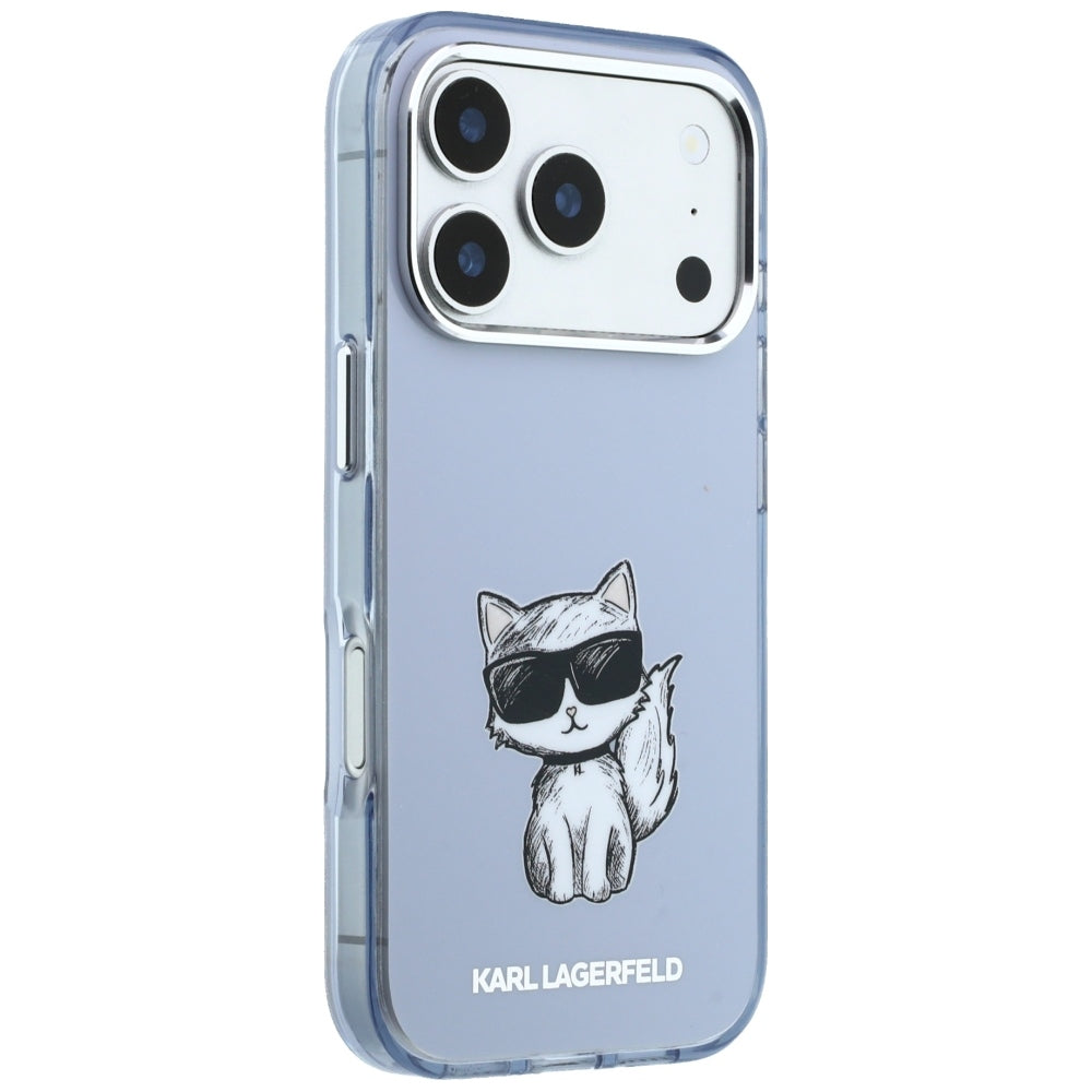 MagSafe-hoesje voor Apple iPhone 18 Pro / 17 Pro, Karl Lagerfeld, IML Choupette Body Sketch Print, Blauw