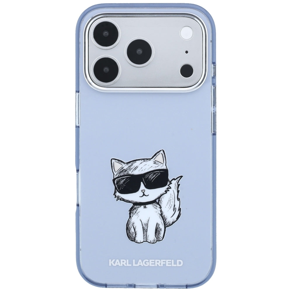 MagSafe-hoesje voor Apple iPhone 18 Pro / 17 Pro, Karl Lagerfeld, IML Choupette Body Sketch Print, Blauw
