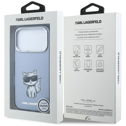 MagSafe-hoesje voor Apple iPhone 18 Pro / 17 Pro, Karl Lagerfeld, IML Choupette Body Sketch Print, Blauw