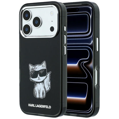 MagSafe-hoes voor Apple iPhone 18 Pro / 17 Pro, Karl Lagerfeld, IML Choupette Body Sketch Print, Zwart