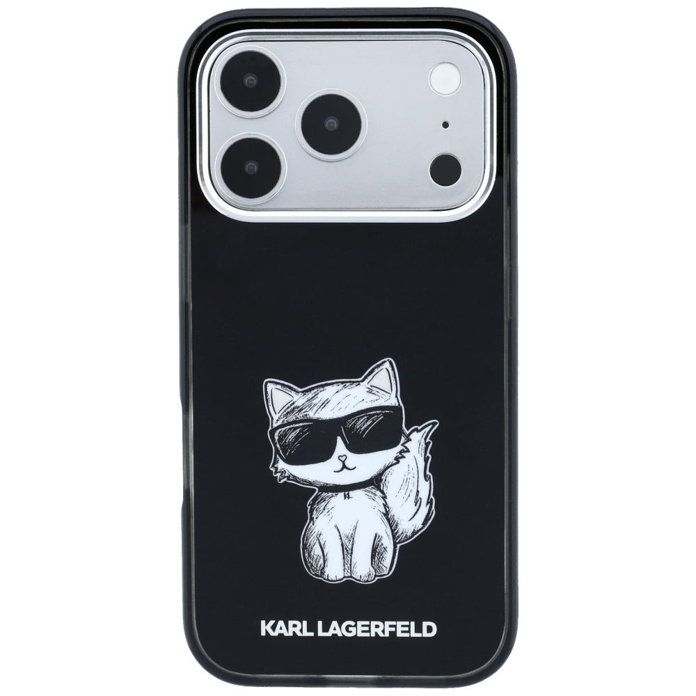 MagSafe-hoes voor Apple iPhone 18 Pro / 17 Pro, Karl Lagerfeld, IML Choupette Body Sketch Print, Zwart