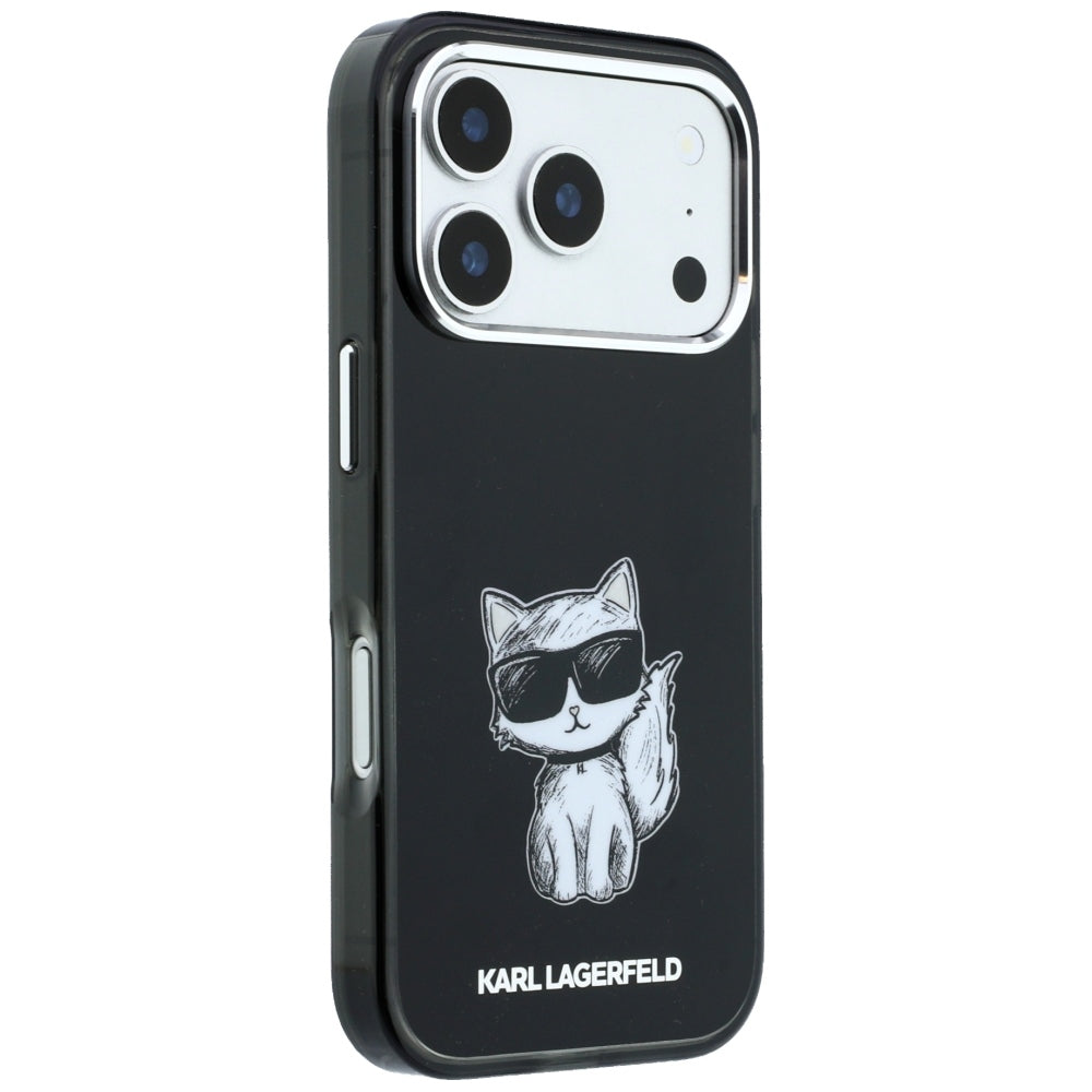MagSafe-hoes voor Apple iPhone 18 Pro / 17 Pro, Karl Lagerfeld, IML Choupette Body Sketch Print, Zwart
