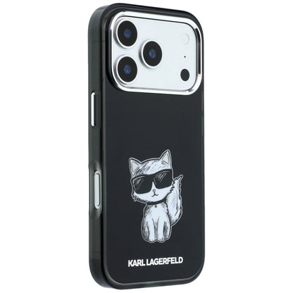 MagSafe-hoes voor Apple iPhone 18 Pro / 17 Pro, Karl Lagerfeld, IML Choupette Body Sketch Print, Zwart