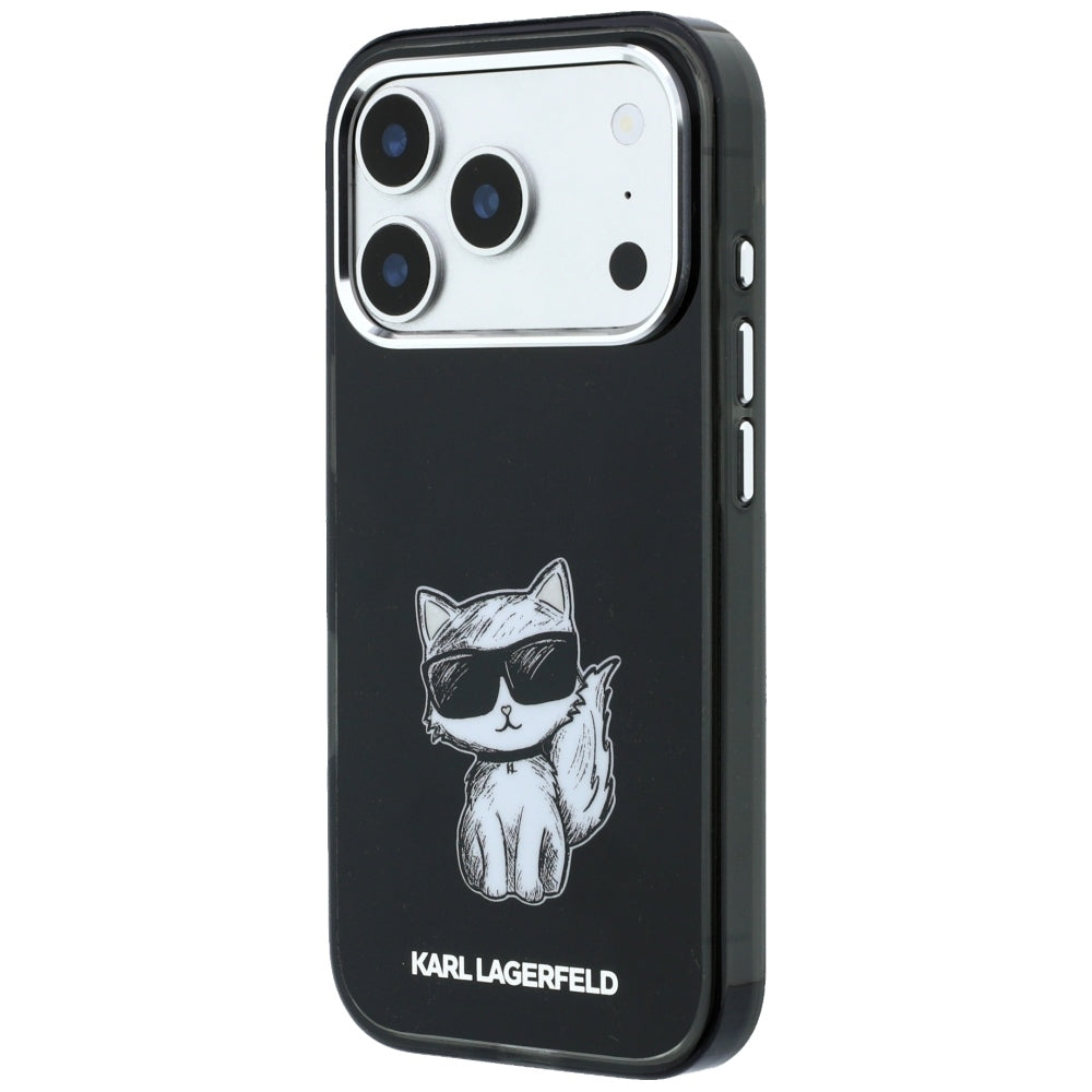 MagSafe-hoes voor Apple iPhone 18 Pro / 17 Pro, Karl Lagerfeld, IML Choupette Body Sketch Print, Zwart