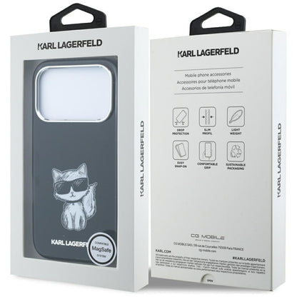 MagSafe-hoes voor Apple iPhone 18 Pro / 17 Pro, Karl Lagerfeld, IML Choupette Body Sketch Print, Zwart