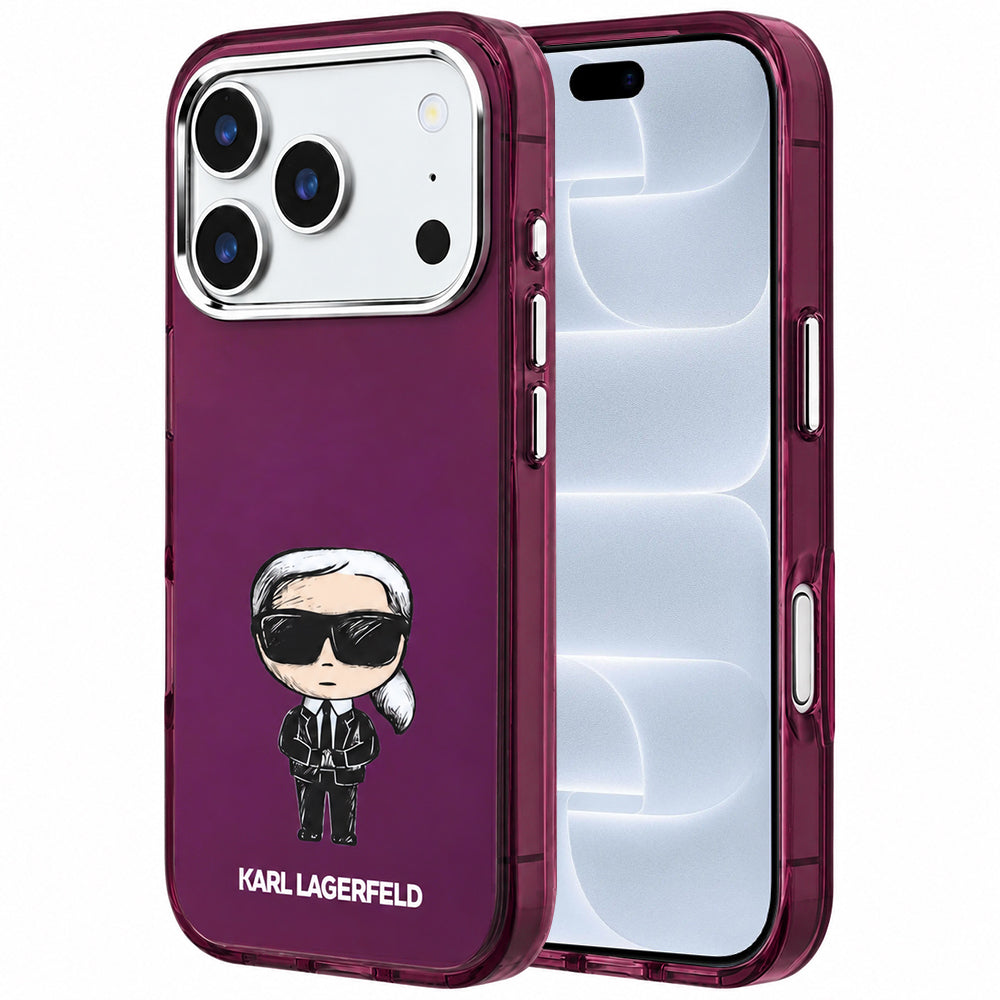 MagSafe-hoesje voor Apple iPhone 18 Pro / 17 Pro, Karl Lagerfeld, HC IML Ikonik Sketch Print, bordeauxrood