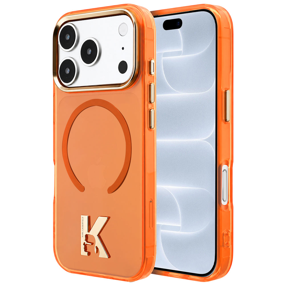 MagSafe-hoesje voor Apple iPhone 18 Pro / 17 Pro, Karl Lagerfeld, IML Karl Head Logo, oranje