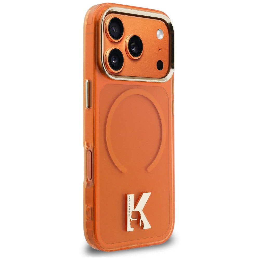 MagSafe-hoesje voor Apple iPhone 18 Pro / 17 Pro, Karl Lagerfeld, IML Karl Head Logo, oranje