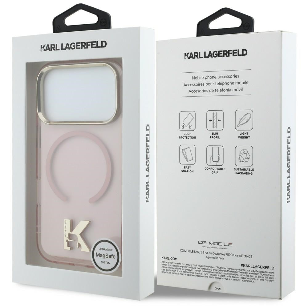 MagSafe-hoesje voor Apple iPhone 18 Pro / 17 Pro, Karl Lagerfeld, IML Karl Head-logo, roze