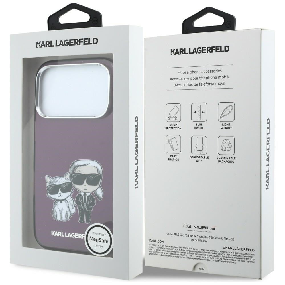 MagSafe-hoesje voor Apple iPhone 18 Pro / 17 Pro, Karl Lagerfeld, IML KC Bodies Sketch Print, Bordeaux