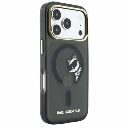 MagSafe-hoes voor Apple iPhone 18 Pro / 17 Pro, Karl Lagerfeld, IML Peekaboo Print en metalen frame, zwart
