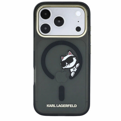 MagSafe-hoes voor Apple iPhone 18 Pro / 17 Pro, Karl Lagerfeld, IML Peekaboo Print en metalen frame, zwart