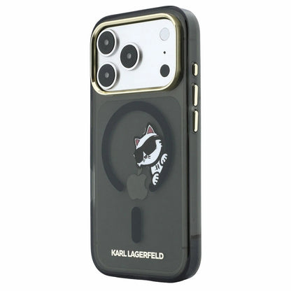 MagSafe-hoes voor Apple iPhone 18 Pro / 17 Pro, Karl Lagerfeld, IML Peekaboo Print en metalen frame, zwart