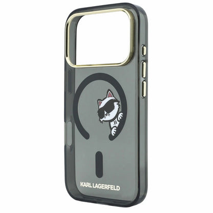MagSafe-hoes voor Apple iPhone 18 Pro / 17 Pro, Karl Lagerfeld, IML Peekaboo Print en metalen frame, zwart