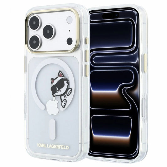 MagSafe-hoes voor Apple iPhone 18 Pro / 17 Pro, Karl Lagerfeld, IML Peekaboo Print en metalen frame, transparant