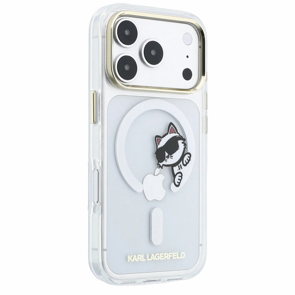 MagSafe-hoes voor Apple iPhone 18 Pro / 17 Pro, Karl Lagerfeld, IML Peekaboo Print en metalen frame, transparant