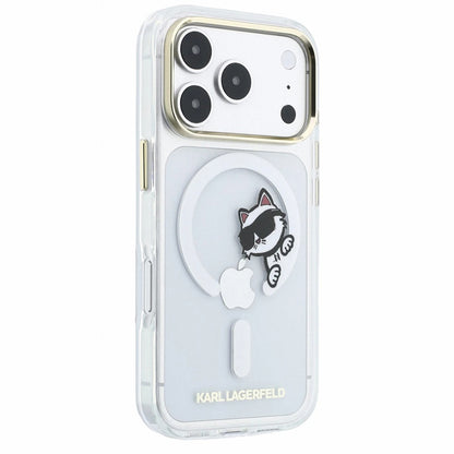 MagSafe-hoes voor Apple iPhone 18 Pro / 17 Pro, Karl Lagerfeld, IML Peekaboo Print en metalen frame, transparant