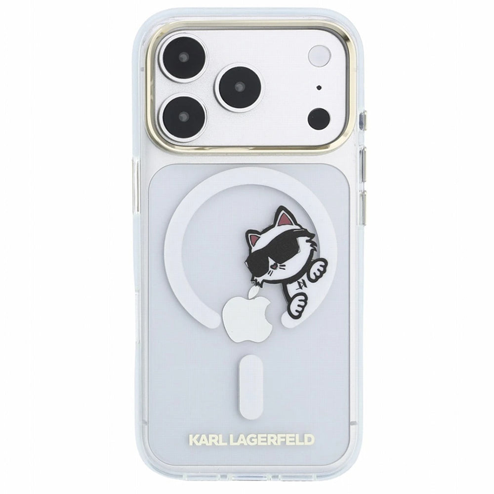 MagSafe-hoes voor Apple iPhone 18 Pro / 17 Pro, Karl Lagerfeld, IML Peekaboo Print en metalen frame, transparant