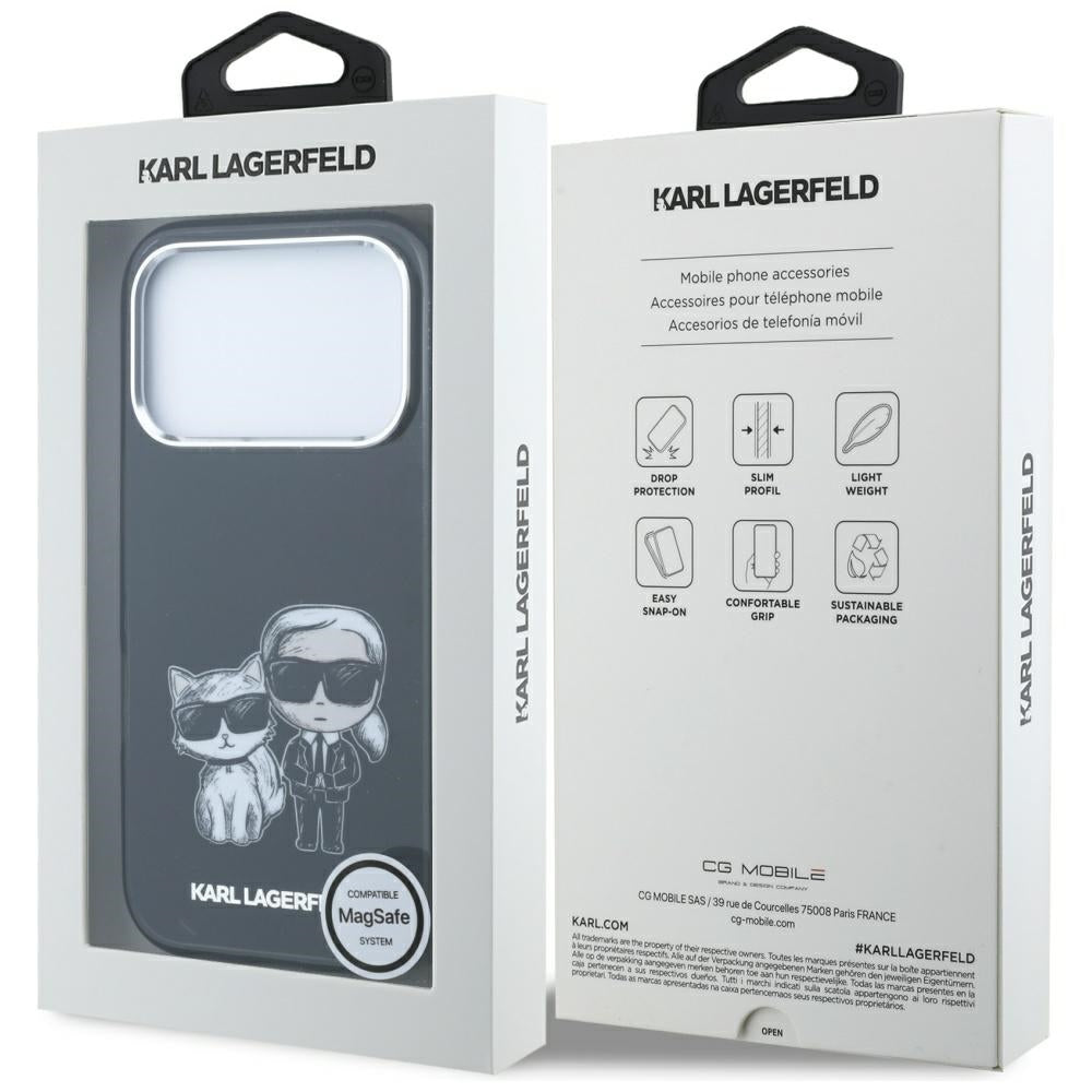 MagSafe-hoesje voor Apple iPhone 18 Pro / 17 Pro, Karl Lagerfeld, KC Bodies Sketch, Zwart