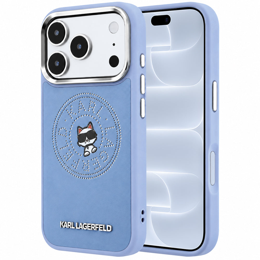 MagSafe-hoesje voor Apple iPhone 18 Pro / 17 Pro, Karl Lagerfeld, Point and Choupette Sketch, blauw