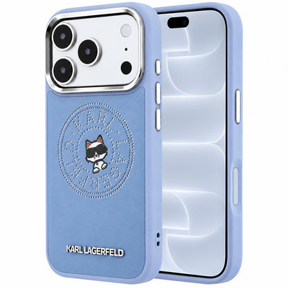 MagSafe-hoesje voor Apple iPhone 18 Pro / 17 Pro, Karl Lagerfeld, Point and Choupette Sketch, blauw